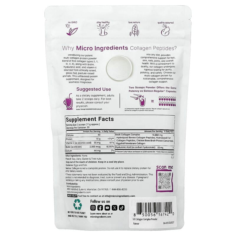 Micro Ingredients, Multi Collagen Peptides, Unflavored