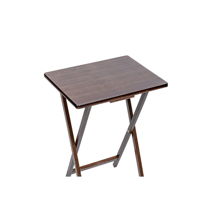 Mainstays Modern Indoor Folding Tray Table Set of 2, Walnut Finish, Solid Rubberwood, 19 x 14.5 x 26 Inches
