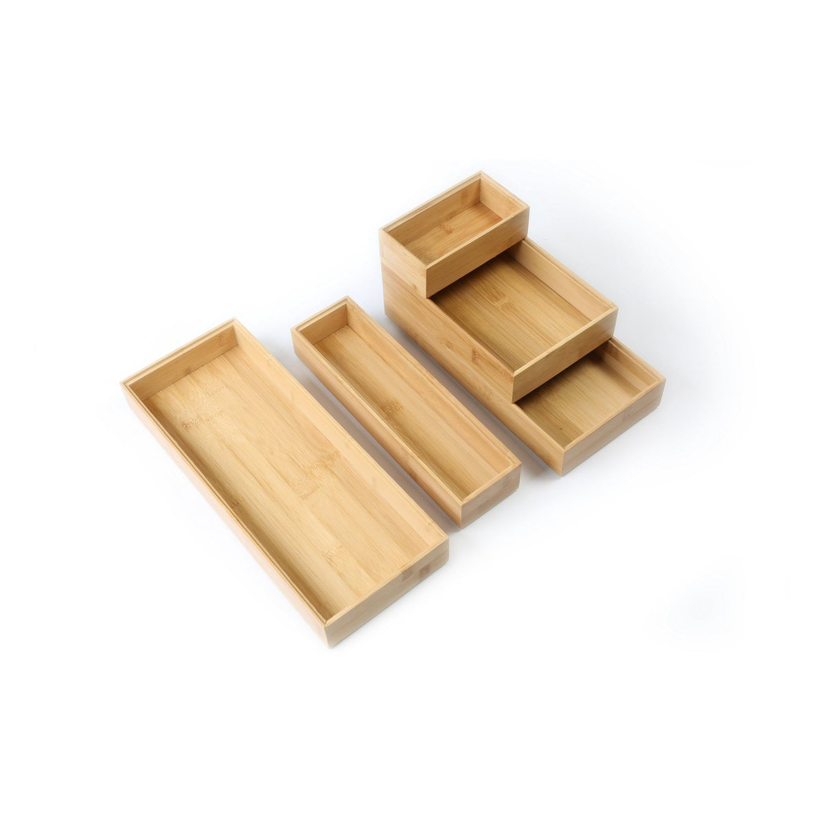 Better Homes & Gardens Bamboo Drawer Organizer 5pc Set, 17.9Wx 14.96Dx1.97H in, Natural Bamboo Color