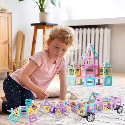 Magnetic Tiles 80pcs Magnet Building Blocks Set Creative Stacking Toys for Kids, 3D DIY Construction Kit Preschool Child Montessori Toys STEM Learning Toys Gifts for Girls Boys 3 4 5 6 7 Years