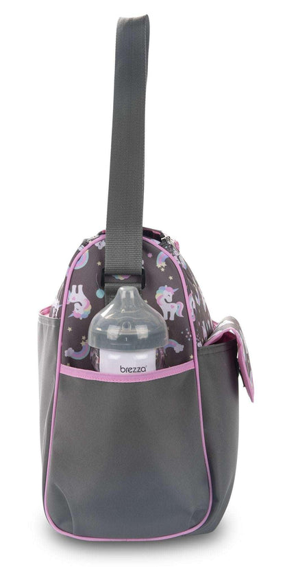 Baby Boom Happy Unicorn Duffle Unisex Diaper Bag - Gray Print, Infant, Toddler