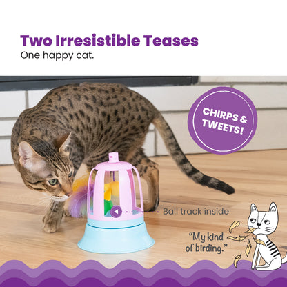 Catstages 2-in-1 Chirping Bird Interactive Cat Toy – Touch-Activated Toy with Sound and Ball Track Fun, Standalone Toy or Track Add-On, Purple