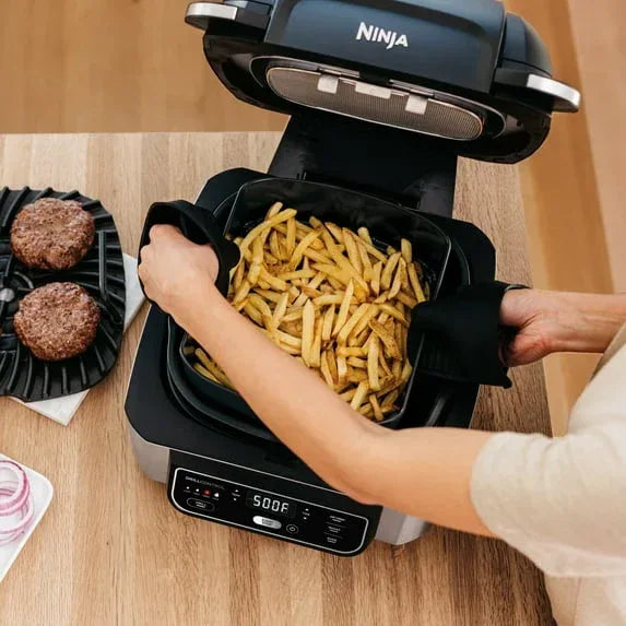 Ninja Foodi 4 Qt Electric Indoor Grill w/ 4 Functions, Air Fry, Cyclonic Grilling Technology, Ceramic Coated, AG300 Black