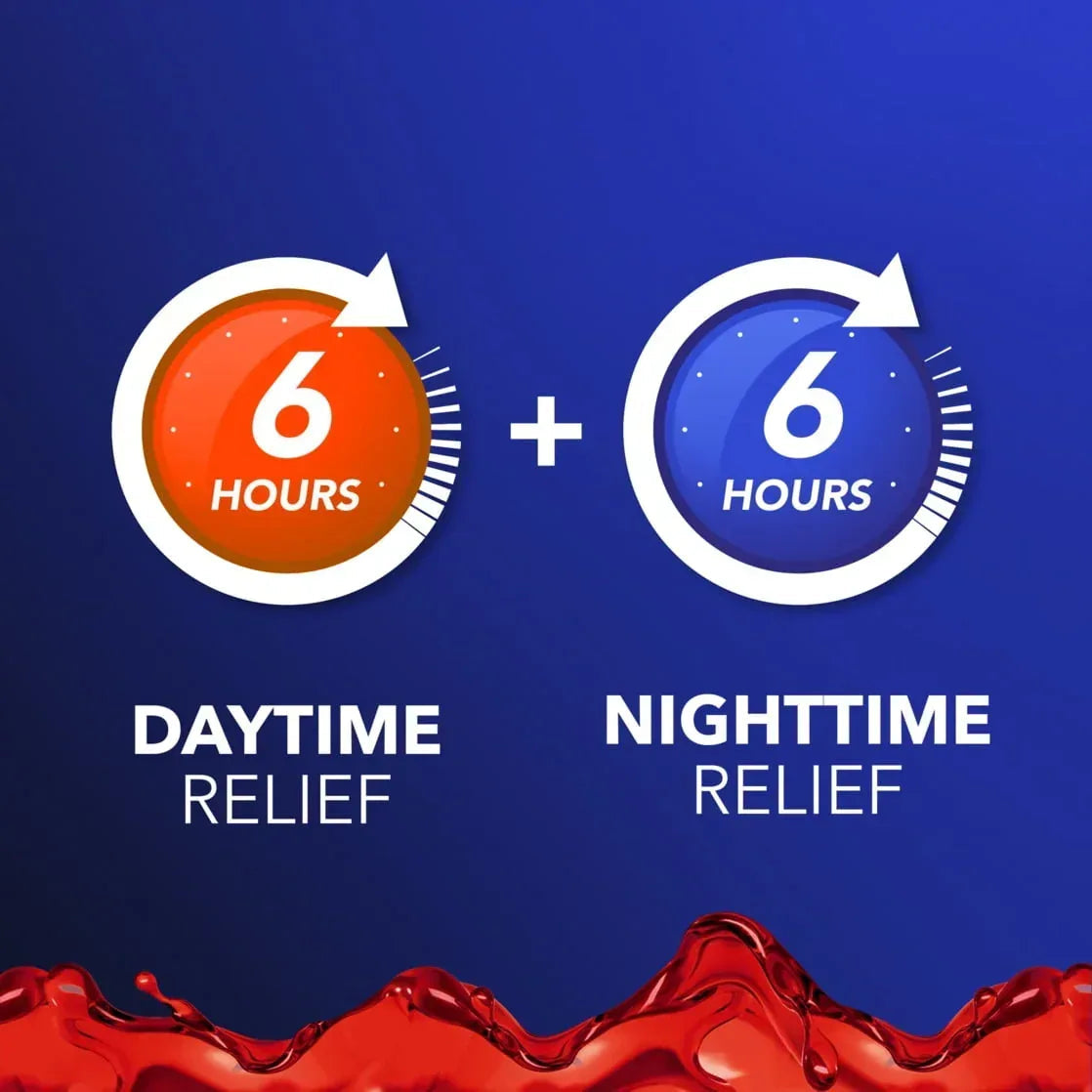 Vicks DayQuil & NyQuil Intense Flu Liquid, Multi-Symptom Relief, Cherry Flavor, Value Pack, 2 x 12 fl oz