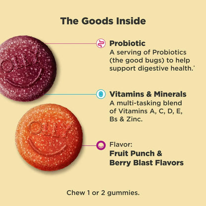 OLLY Kids Multivitamin + Probiotic Gummy, Daily Digestive Supplement, Zinc, Berry Flavor, 70 Ct