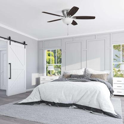 Honeywell Rockford 52" Traditional Satin Nickel Indoor Ceiling Fan with Light, Pull Chains & Reversible Motor