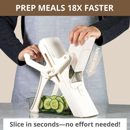 Emson Mandoline Slicer for Kitchen, All in 1 Mandolin Slicer for Food Works as Potato Slicer, Vegetable Slicer, Mandoline Food Slicer, French Fry Cutter with 5 Blades and Storage Container, Gray