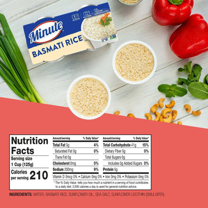 Minute Ready to Serve Basmati Rice, Quick and Easy Cups, Gluten Free, 8.8 oz, 2 Ct