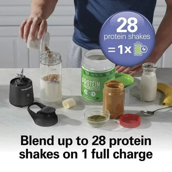 Hamilton Beach Blend Now Portable Personal Blender for Smoothies with Travel Lid, 16 oz, Black
