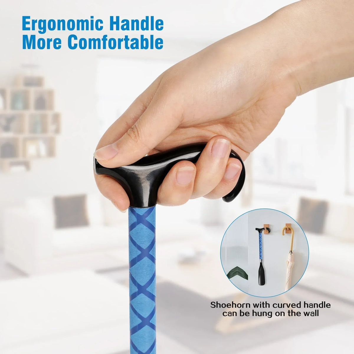 KEKOY Shoe Horn with Long Handle, 14" to 34" Adjustable and Retractable Expander Shoe Stick, Portable Stainless Steel Long Shoehorn for Seniors with Travel Bag
