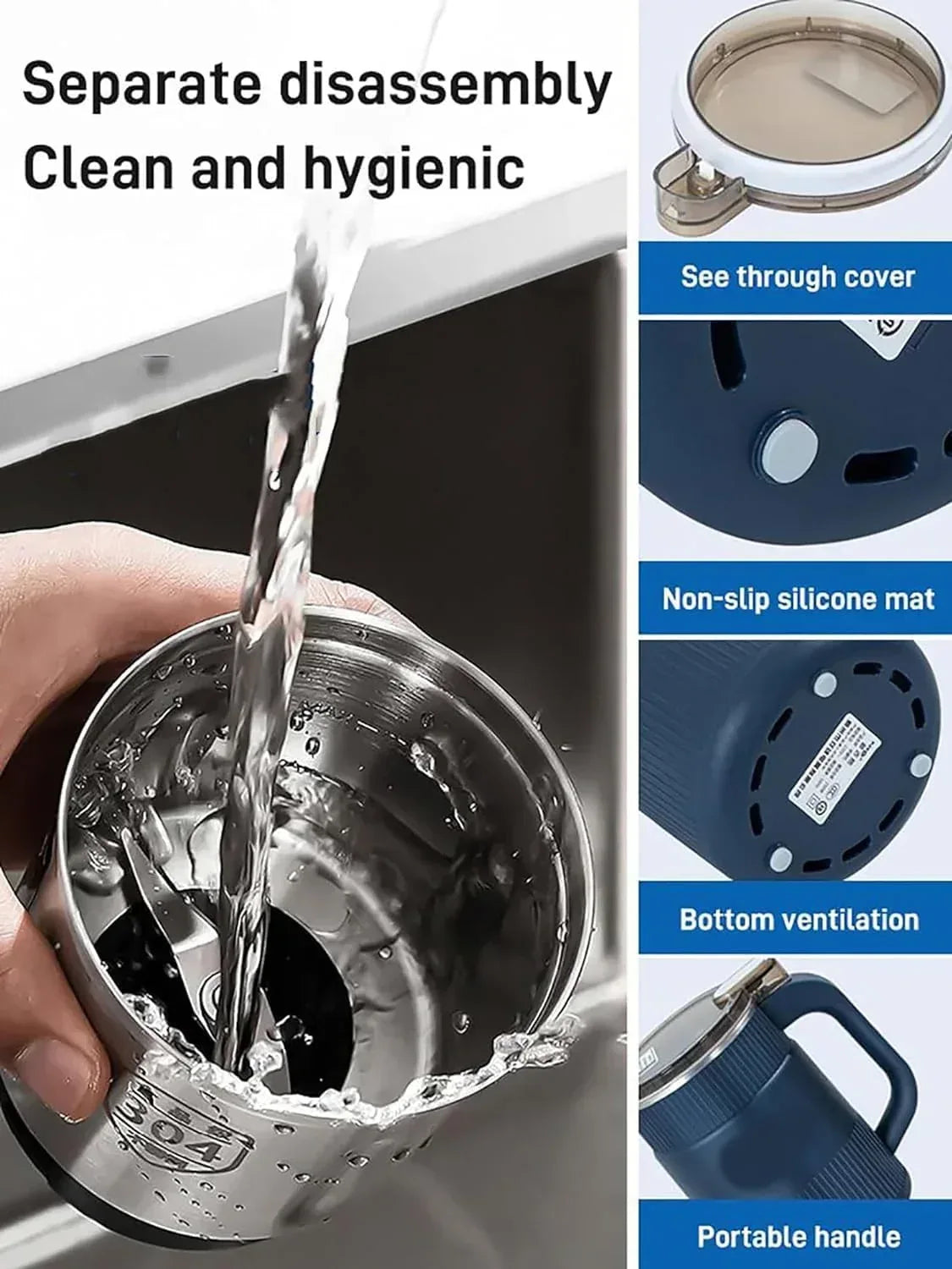 Small Powder Grinding Machine, Grain mills, Herb Grinder, Spice Grinder, Electric Coffee Grinder, Multifunctional Grinding Machine with 304 Stainless Steel Blade,Blue