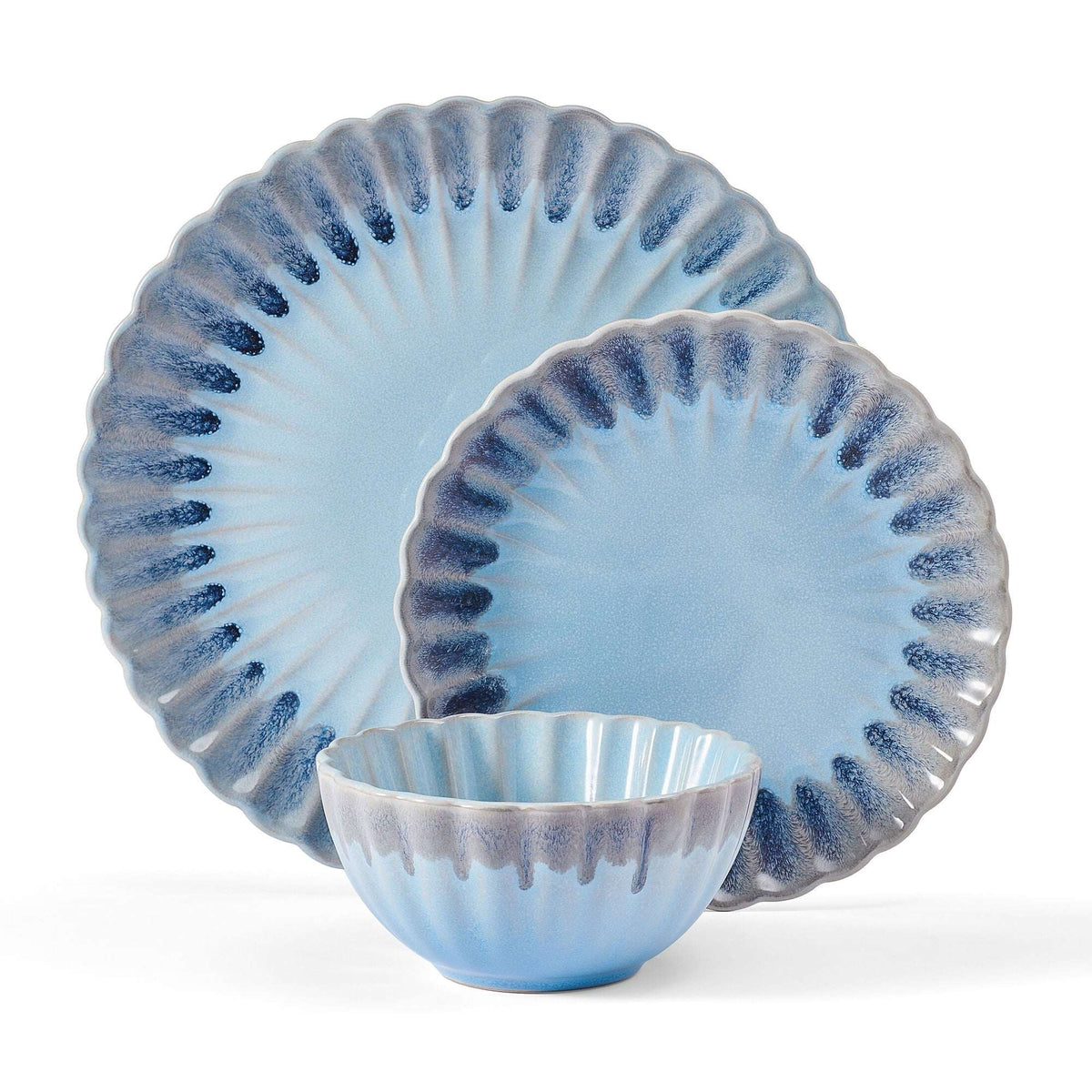 Pfaltzgraff Lucinda 12 Piece Stoneware Dinnerware Set Blue