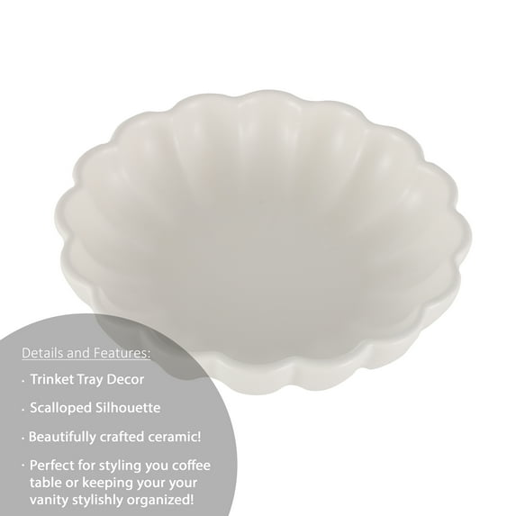 Mainstays Scalloped White Decorative Tabletop Bowl