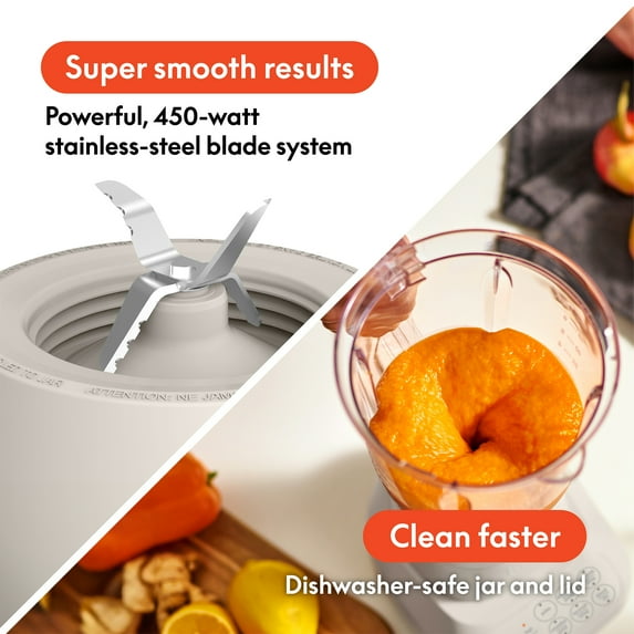 bella 10 Speed Countertop Blender, 48 oz Dishwasher Safe Pitcher, Juicer & Smoothie Maker with Fits-Anywhere™ Slim Flip & Store Design, Stainless Steel Blade, Oatmilk