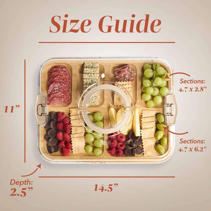 Cook With Color Rectangular Bamboo Cutting Board with Locking Lid, Dual-Function Charcuterie & Serving Board