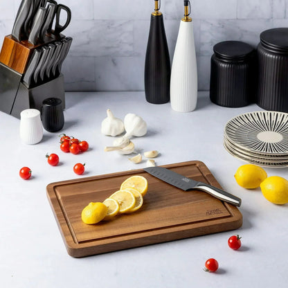 Thyme & Table Large 12"x18" Acacia Wood Cutting Board with Triangle Shaped Anti-Slip Grips