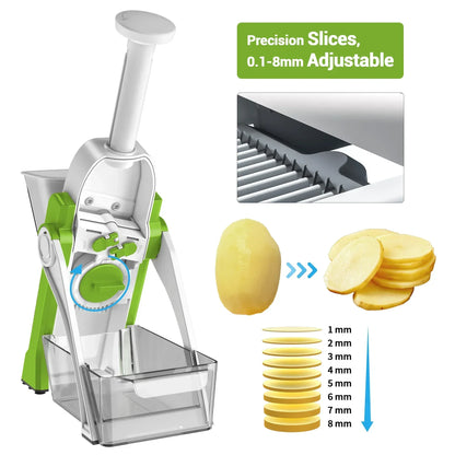 Mandoline Slicer for Vegetables Fruits, Adjustable Thickness Stainless Steel Food Cutter & Chopper, Safe and Quick Meal Preparation