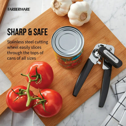 Farberware Pro Stainless Steel Portable Can Opener with Black Handle