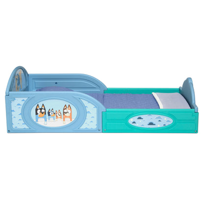 Bluey Sleep and Play Toddler Bed with Built-In Guardrails by Delta Children