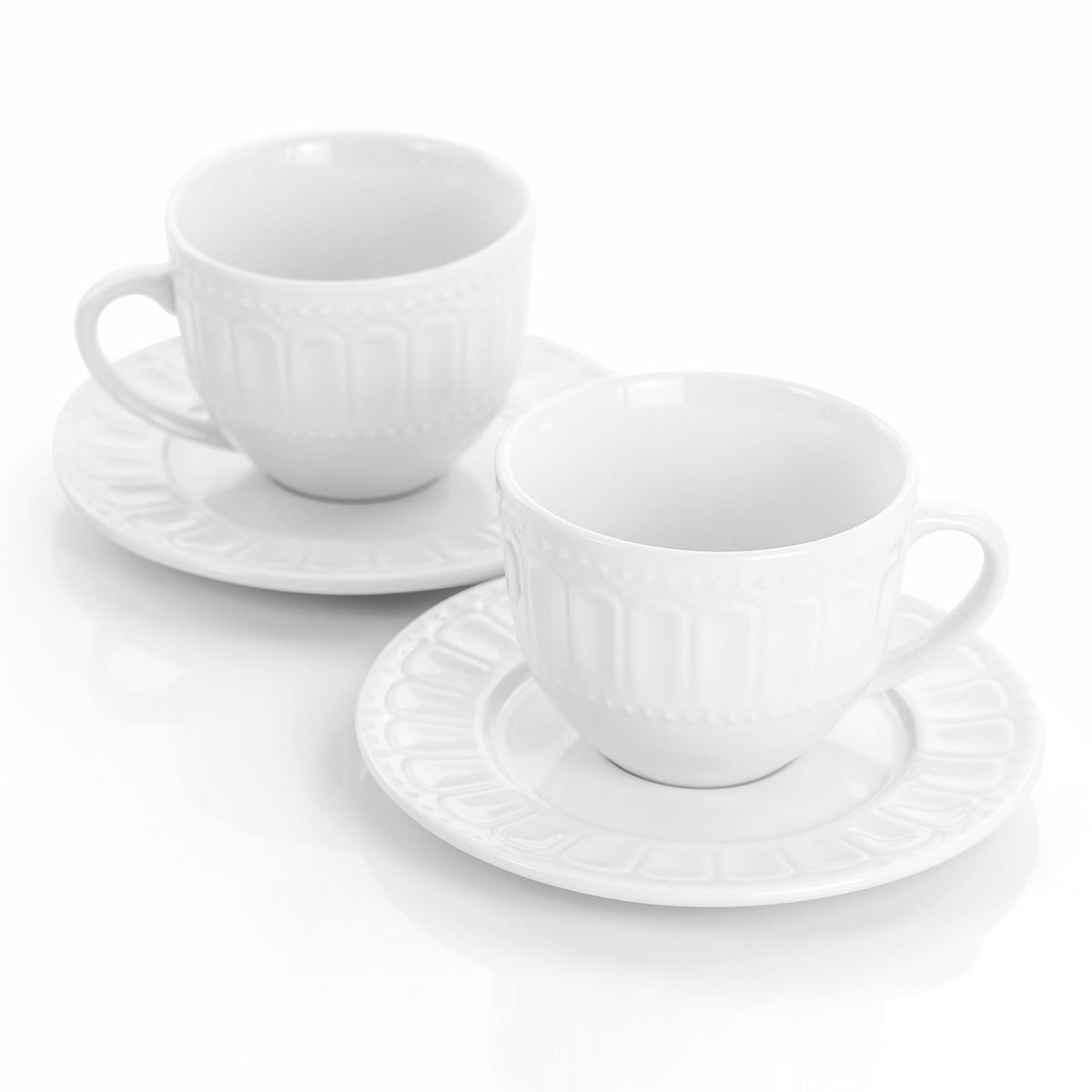 Elama White Solid Print Ceramic Mug Set of 6