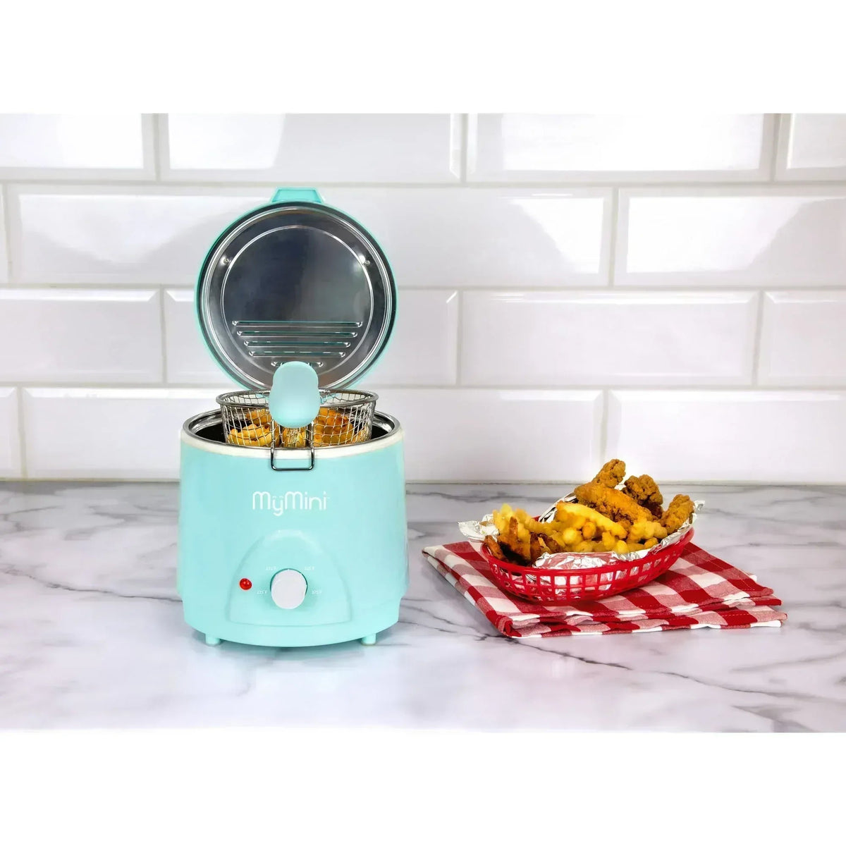 MyMini 1.5 qt Electric Deep Fryer, 700 watts, Aqua