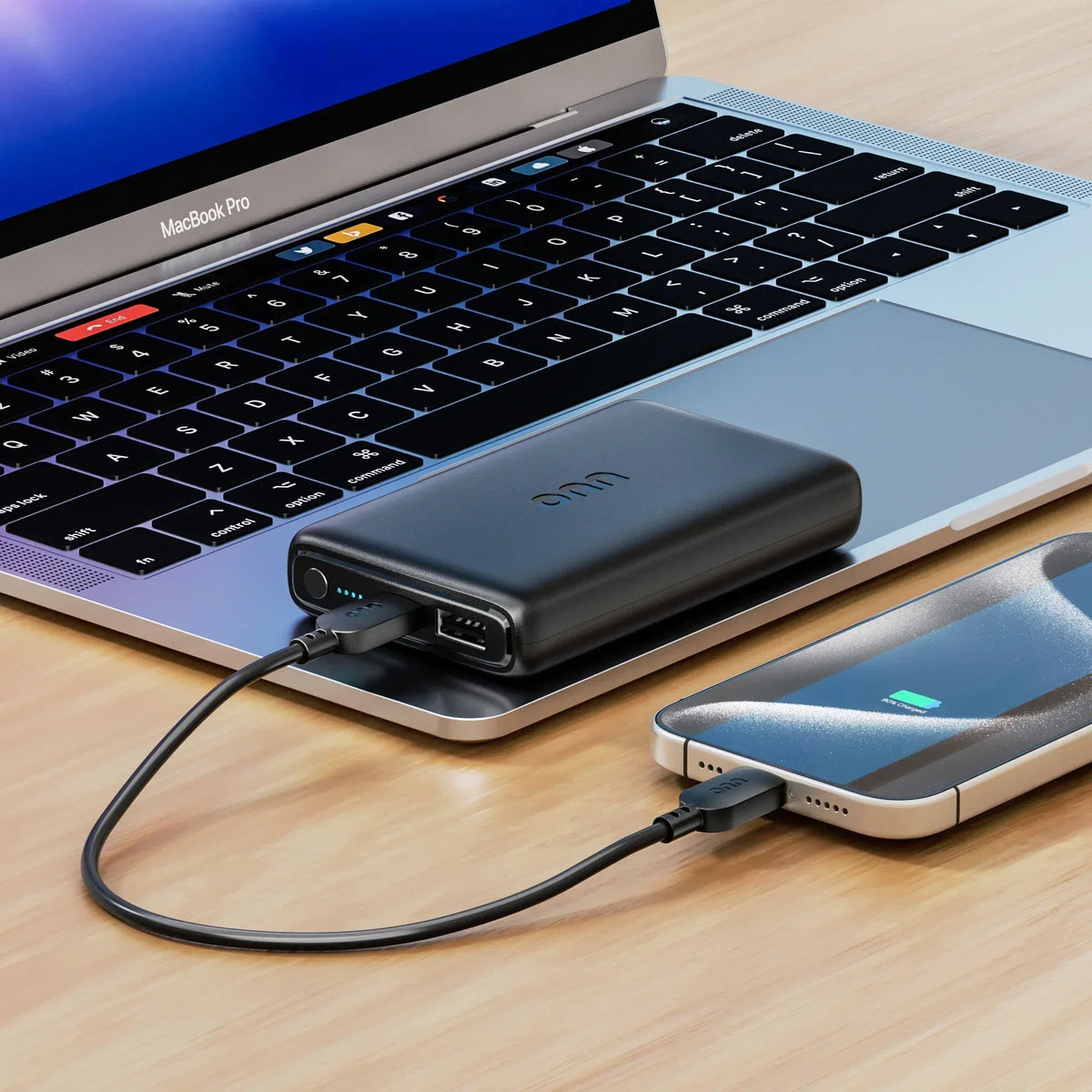 onn 10,000 mAh Dual USB-C/USB-A Port Portable Battery, Black