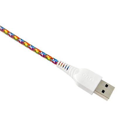 onn 6ft Lighting to USB A Braided Cable, MFI Certified, Rainbow - Compatible with iPhone 14/13/12/11/X/XR/XS/8/7/6/5, iPad, Airpods and more
