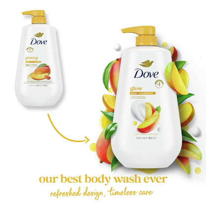 (3 pack) Dove Glowing Gentle Body Wash for Women All Skin Mango & Almond Butter, 30.6 fl oz