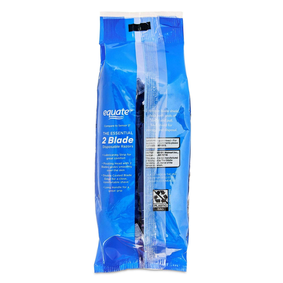 (3 pack) Equate 2-Blade Disposable Razors, Blue, 12 Count
