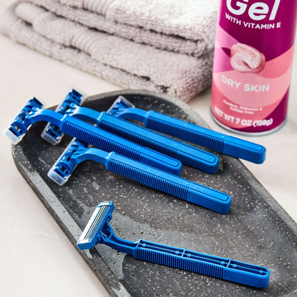 (3 pack) Equate 2-Blade Disposable Razors, Blue, 12 Count