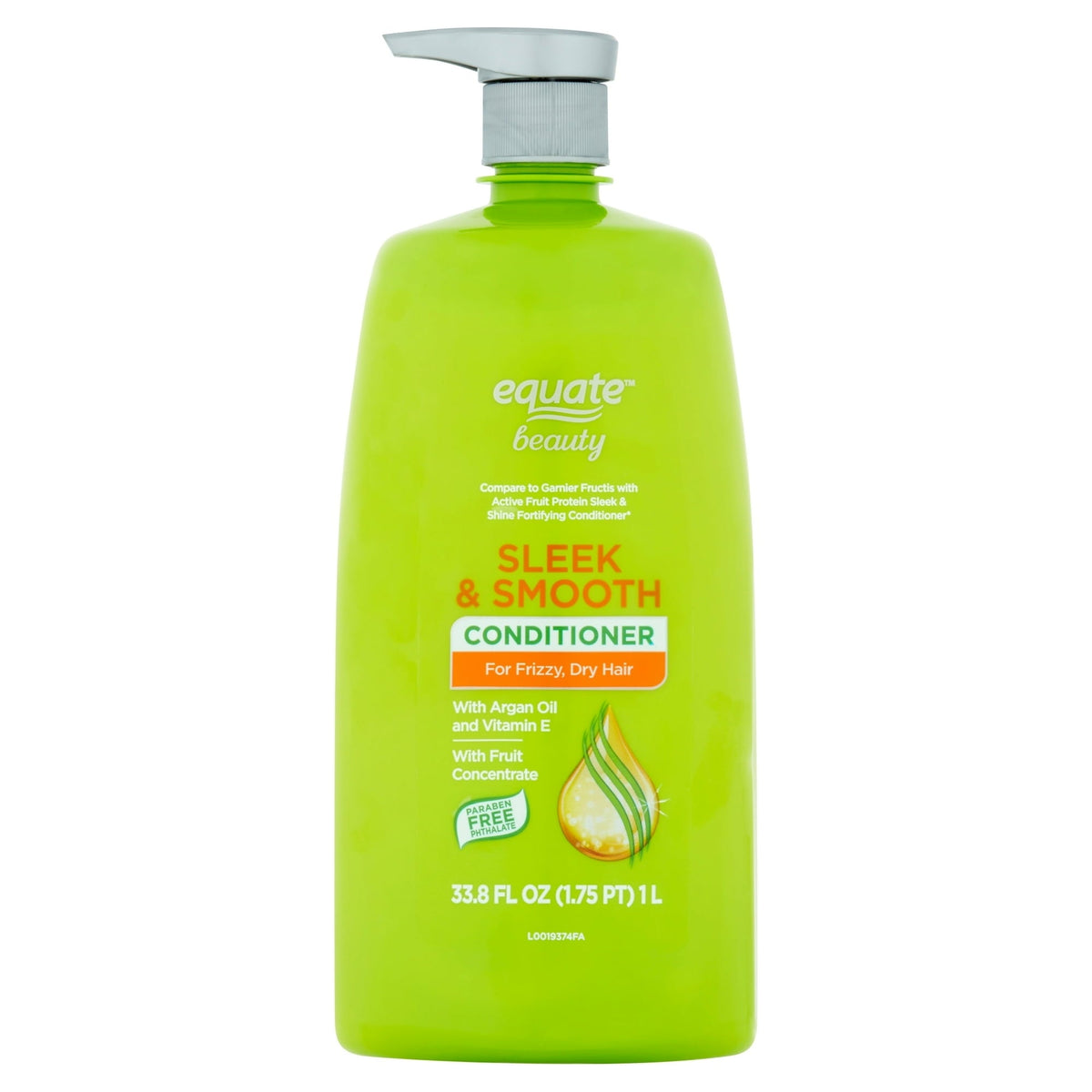 (3 pack) Equate Sleek & Smooth Conditioner for Frizzy & Dry Hair Care - 33.8 fl oz - Compare to Garnier Fructis