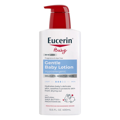(3 pack) Eucerin Baby Lotion with Provitamin B5 and Shea Butter, Hypoallergenic, Fragrance Free, 13.5 fl oz