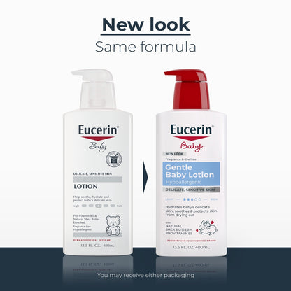 (3 pack) Eucerin Baby Lotion with Provitamin B5 and Shea Butter, Hypoallergenic, Fragrance Free, 13.5 fl oz
