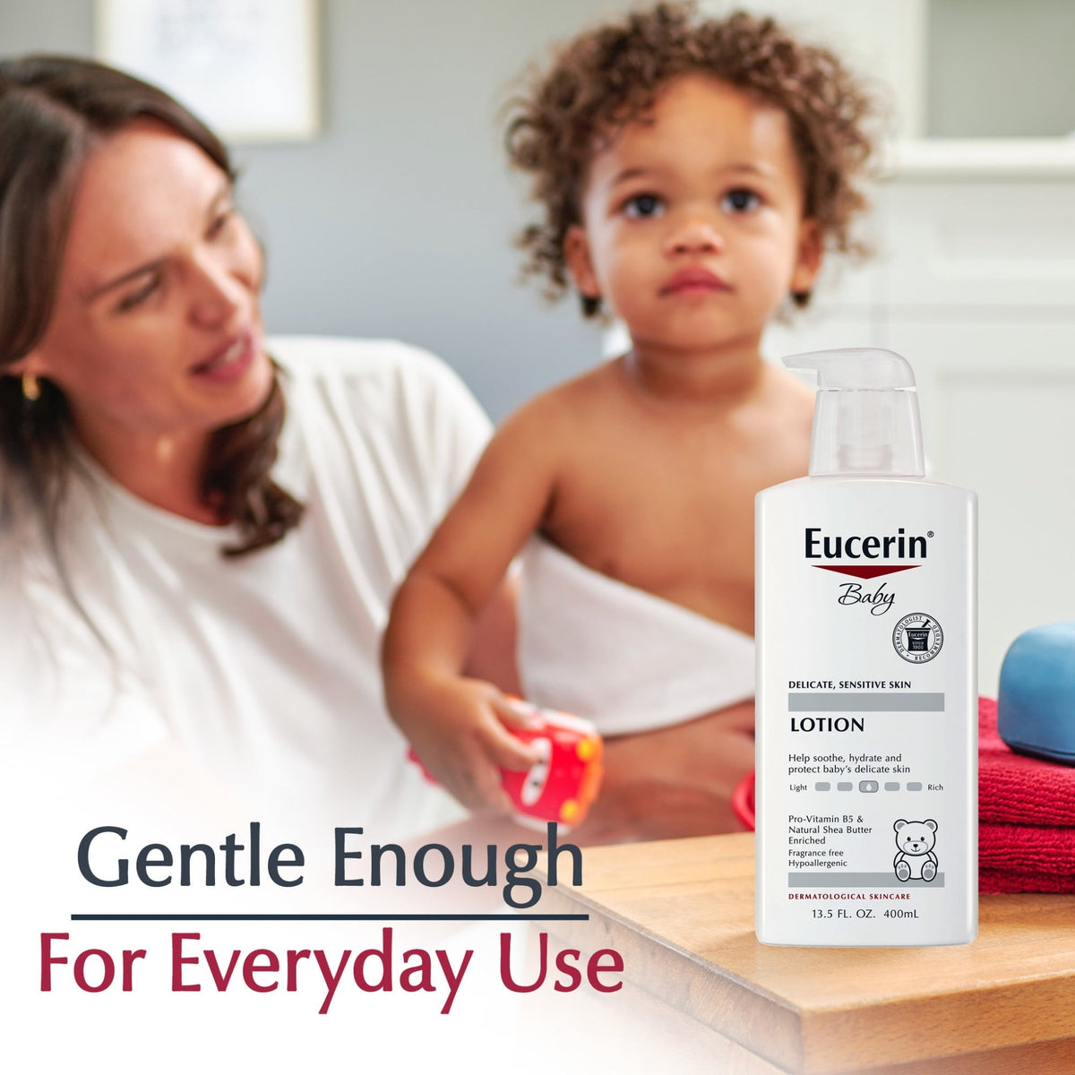 (3 pack) Eucerin Baby Lotion with Provitamin B5 and Shea Butter, Hypoallergenic, Fragrance Free, 13.5 fl oz