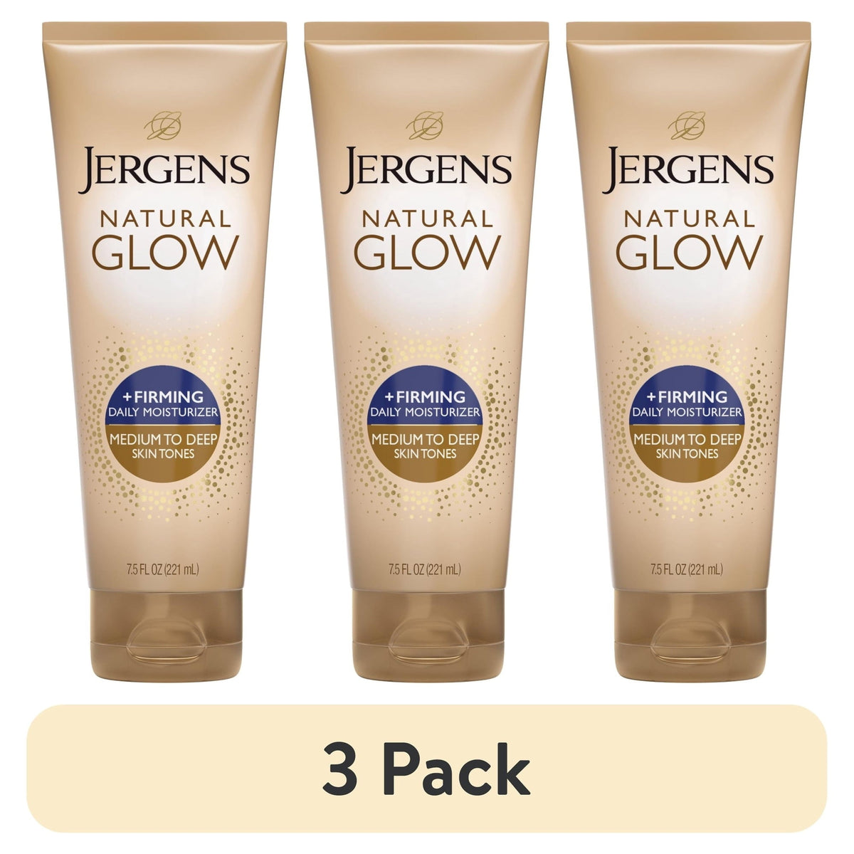 (3 pack) Jergens Natural Glow Firming Daily Moisturizer Medium to Tan Sunless Self Tanner Lotion, 7.5 fl oz