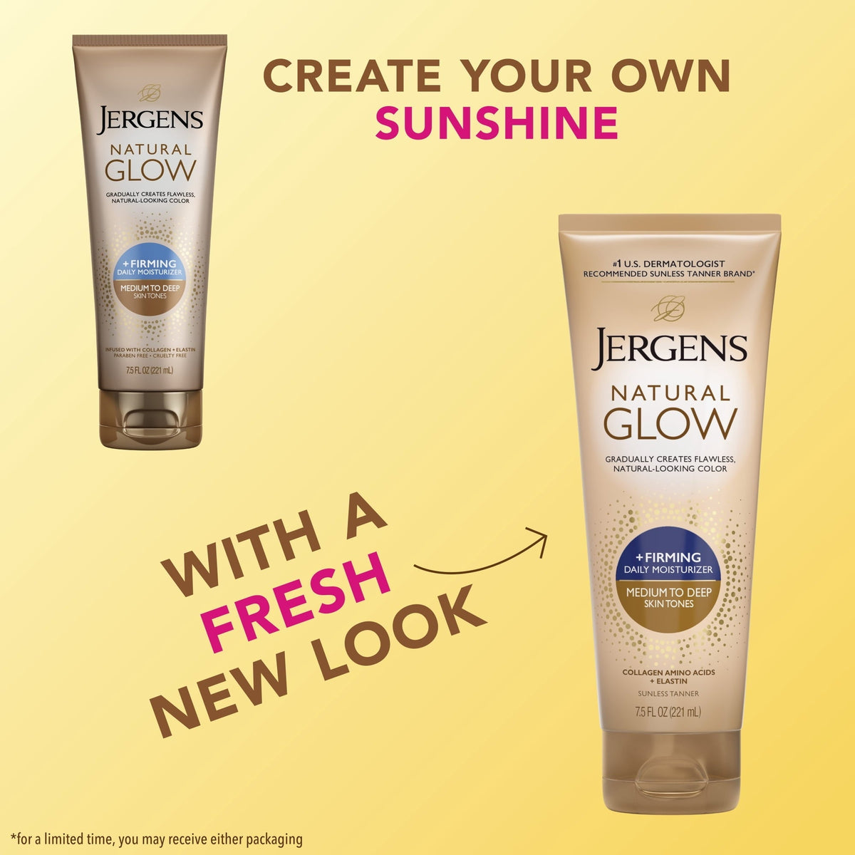 (3 pack) Jergens Natural Glow Firming Daily Moisturizer Medium to Tan Sunless Self Tanner Lotion, 7.5 fl oz