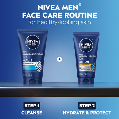 (3 pack) NIVEA MEN Maximum Hydration Face Wash with Aloe Vera, 5 fl oz