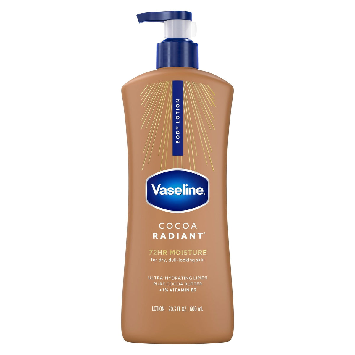 (3 pack) Vaseline Cocoa Radiant Body Lotion Cocoa for Dry Skin Cocoa Radiant Lotion Made with Ultra-Hydrating Lipids and Pure Cocoa Butter for a Long-Lasting, Radiant Glow, 20.3 Fl oz