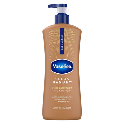 (3 pack) Vaseline Cocoa Radiant Body Lotion Cocoa for Dry Skin Cocoa Radiant Lotion Made with Ultra-Hydrating Lipids and Pure Cocoa Butter for a Long-Lasting, Radiant Glow, 20.3 Fl oz
