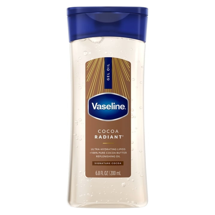 (3 pack) Vaseline Intensive Care Cocoa Radiant Body Gel Oil for Glowing Skin Made with 100% Pure Cocoa Butter + Replenishing Oils, 6.8 fl oz