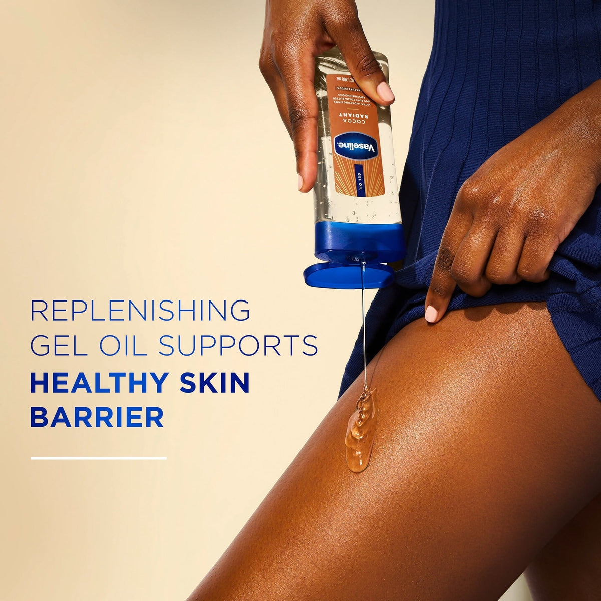 (3 pack) Vaseline Intensive Care Cocoa Radiant Body Gel Oil for Glowing Skin Made with 100% Pure Cocoa Butter + Replenishing Oils, 6.8 fl oz