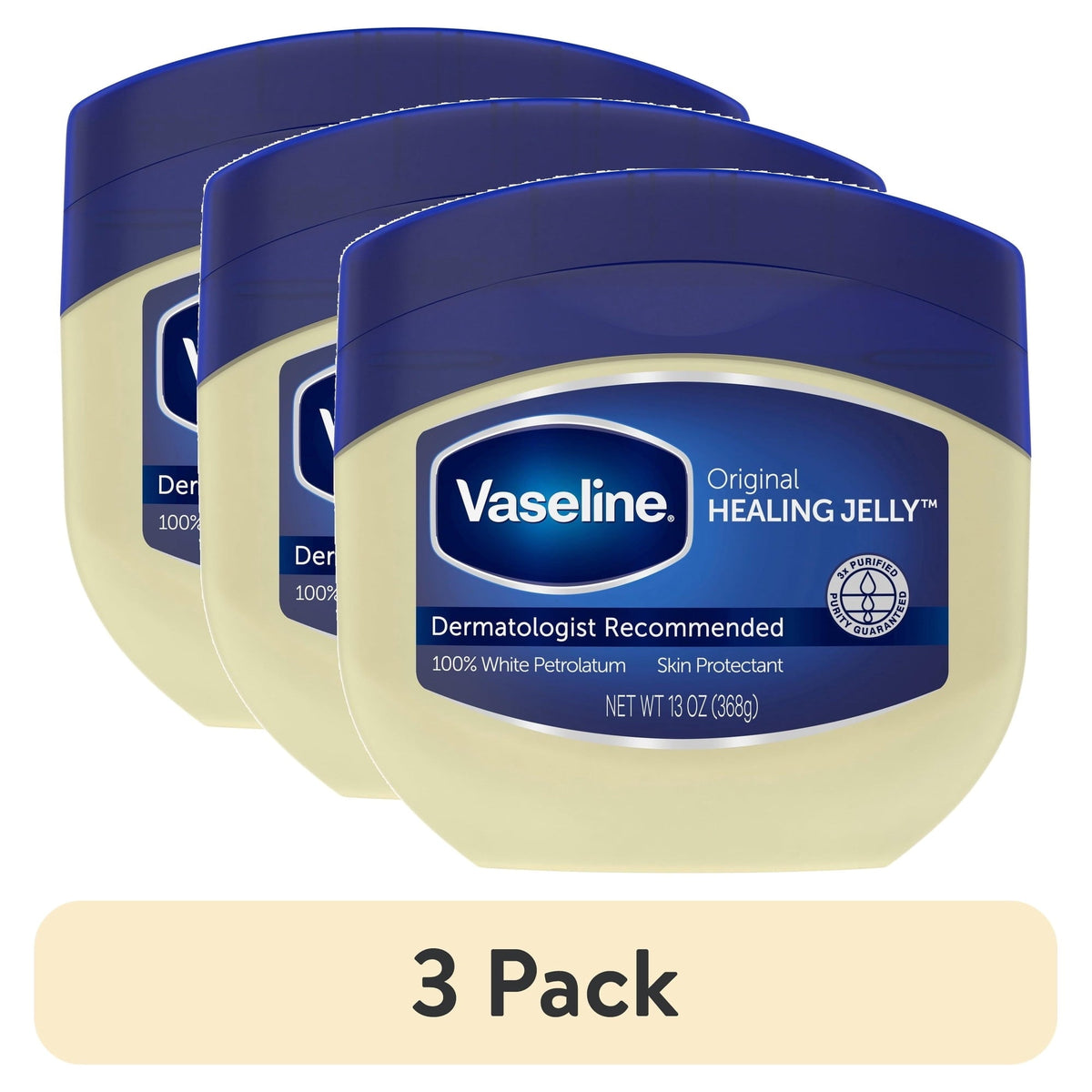 (3 pack) Vaseline Petroleum Jelly Skin Care For Dry Skin and Eczema Relief Original 100% Pure Petroleum Jelly, 13 oz