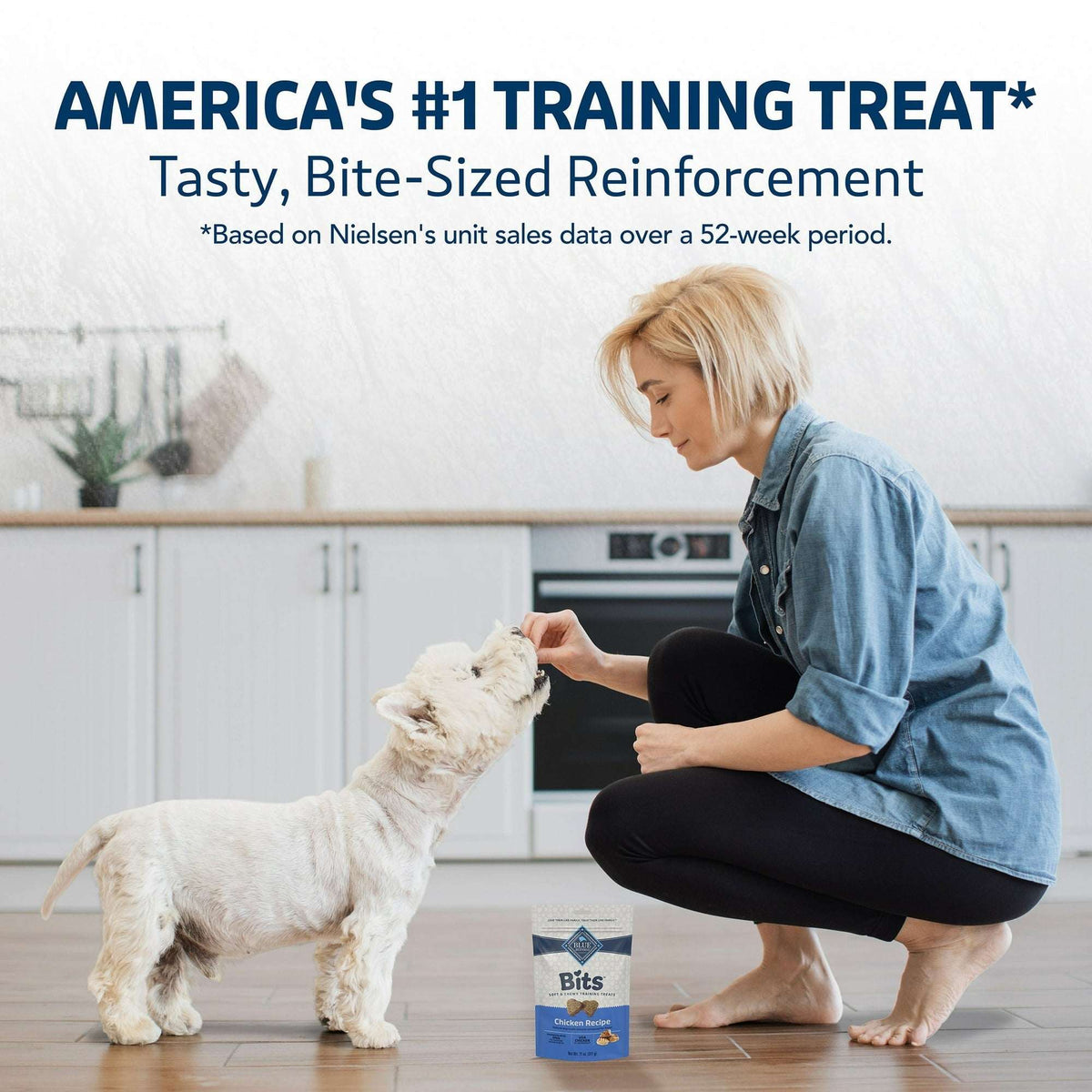 (4 pack) Blue Buffalo Bits Soft Dog Treats for Training, Enhanced with DHA, 4-oz. Bag