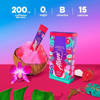 Alani Nu HAWAIIAN SHAVED ICE, Energy Sticks Drink Powder, 200mg Caffeine, Pre Workout Performance with Antioxidants, On-The-Go Drink Mix, Biotin, B Vitamins, Zero Sugar, 5 Calories, 10 Pack