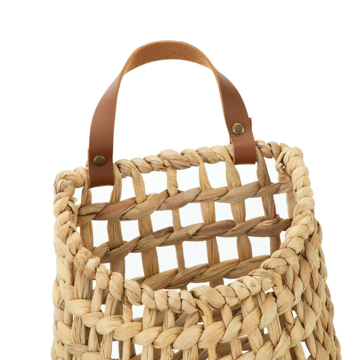 (2 pack) Better Homes & Gardens Water Hyacinth Hanging Basket with Faux Leather Strap