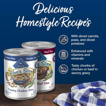 Blue Buffalo Blue's Stew Natural Wet Dog Food, Hearty Beef & Country Chicken Variety Pack