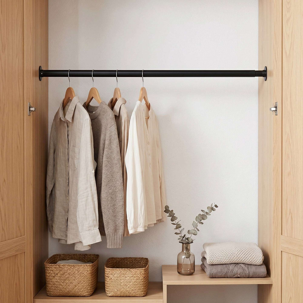 (2 pack) Better Homes & Gardens 33–60" Steel Adjustable Closet Rod for Adult, Black