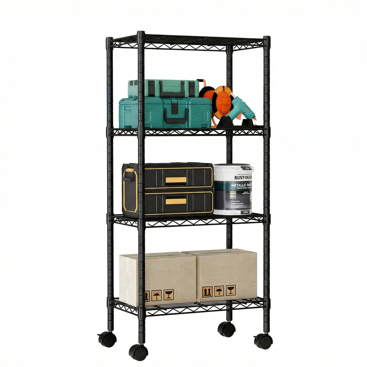 edx 3 Tier Metal Shelving Unit, 23.62"W x 13.78"D x 30"H Height Adjustable Wire Storage Shelves Holds Up to 750 LBS, Black