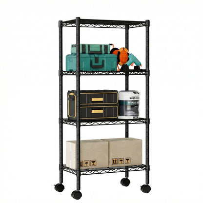 edx 3 Tier Metal Shelving Unit, 23.62"W x 13.78"D x 30"H Height Adjustable Wire Storage Shelves Holds Up to 750 LBS, Black