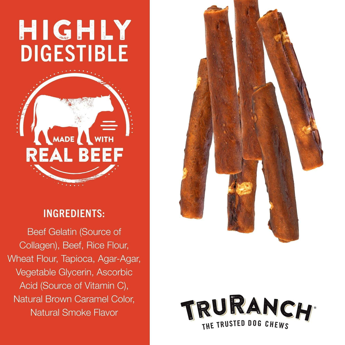 (5 pack) TRURANCH Collagen Rolls - 6" Collagen Rolls for Dogs - Long Lasting Healthy Joint Support Dog Treat - Rawhide Alternative - Skin & Coat Health - Made with Real Beef, 1 Bag, 4 Count